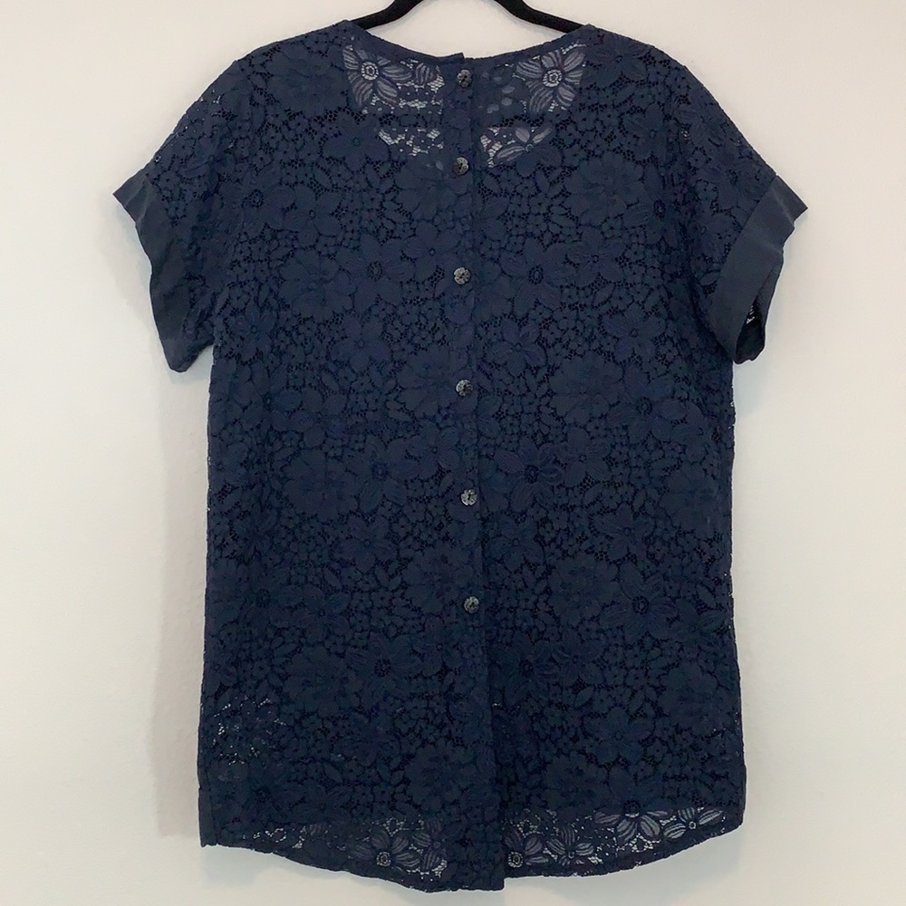 Pinokkio Button Back Navy Lace Blouse - Picture 4 of 8